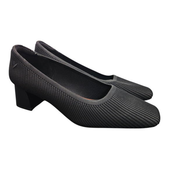 VIVAIA Melody Square‎ Toe Heels 39/8 Black Career Office Business Girlboss - Picture 1 of 8
